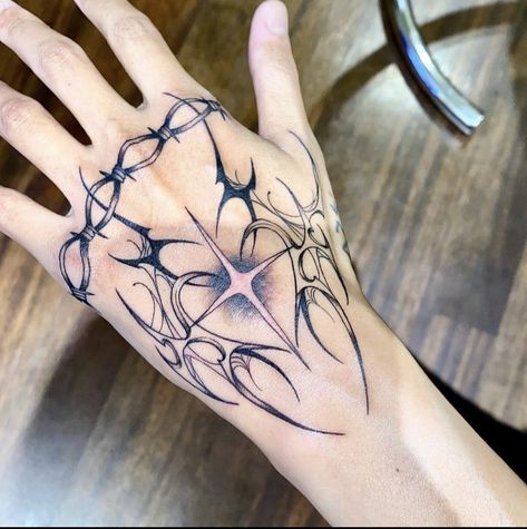 Heart Cybersigil Tattoo, Cybersigilism Tattoo Hand, Cool Hand Tattoos, Hand Tattoo Cover Up, Girly Hand Tattoos, Simple Cat Tattoo, Line Art Simple, Cat Tattoo Ideas, Tattoos Creative