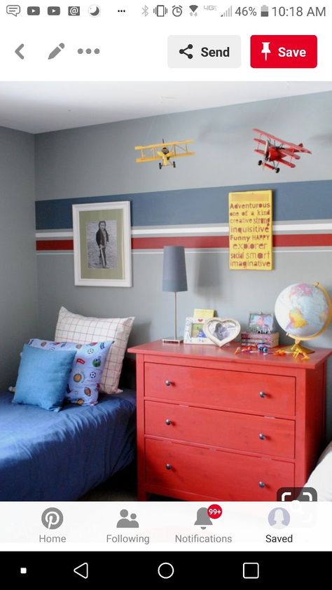 Boys Room Color Scheme, Boys Room Paint Colors, Kids Bedroom Paint, Boys Room Colors, Boys Bedroom Colors, Boy Room Paint, Boys Bedroom Paint, Boys Bedroom Makeover, Striped Walls