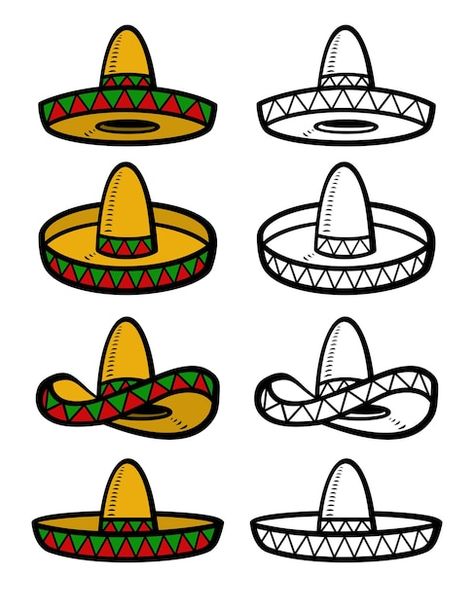 Sombrero, conjunto, colección, icono, so... | Premium Vector #Freepik #vector #sombrero-mexicano #bigote-mexicano #sombrero-mariachi #decoracion-mexicana Loaded Nachos, Diy Clay Crafts, Creative Cakes, Diy Clay, Clay Crafts, Premium Vector, Cactus, Skin, Birthday