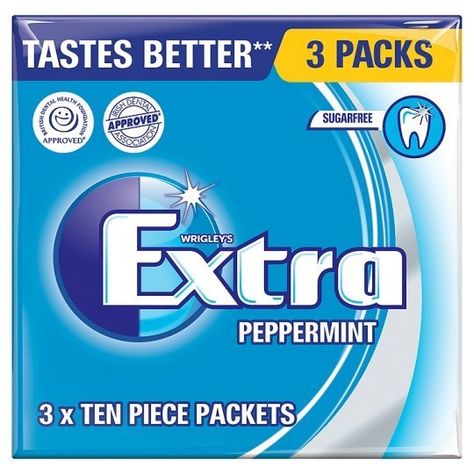 WRIGLEY'S EXTRA PEPPERMINT GUM 3 PACK Extra Peppermint Gum, Extra Gum, Kids Party Bags Fillers, Heart Wedding Favors, Party Bags Kids, Retro Sweets, Garden Food, Kids Candy, Gum Arabic