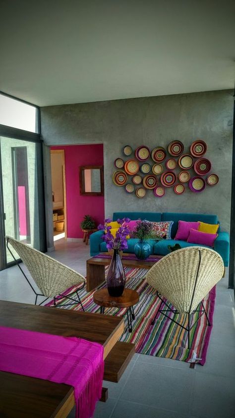 50+ Indian Interior Design Ideas - The Architects Diary Colorful Eclectic Living Room, Indian Interior Design, Indian Interiors, Indian Home Design, Mexican Home Decor, Decor Ikea, Colourful Living Room, Eclectic Living Room, Mexican Decor