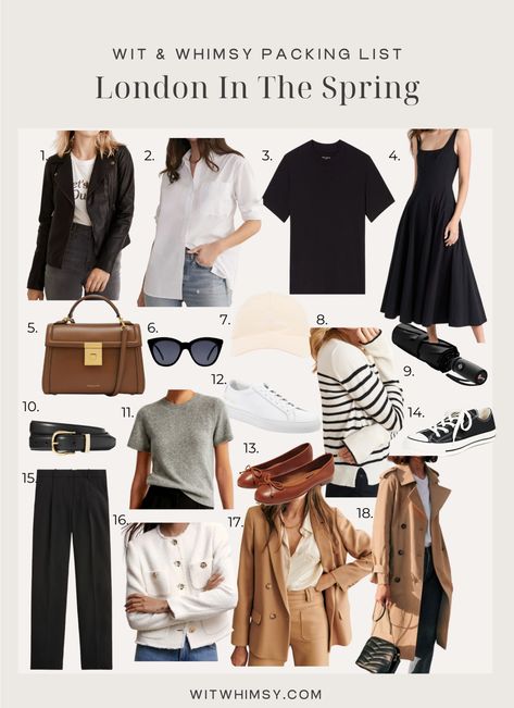 London in Spring Packing List London Outfit April, England Fashion Spring, Packing For London, London Style Spring, London Packing List September, Traveling To London Packing Lists, Packing For London In April, London Packing List Spring, London Packing List November