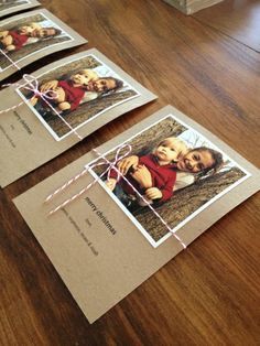 Simple homemade Christmas cards with a photo and baker's twine. Diy Christmas Photo, Photo Cards Diy, Diy Holiday Cards, Photo Layout, Christmas Tradition, Homemade Christmas Cards, Navidad Diy, Seasonal Decorations, Diy Christmas Cards