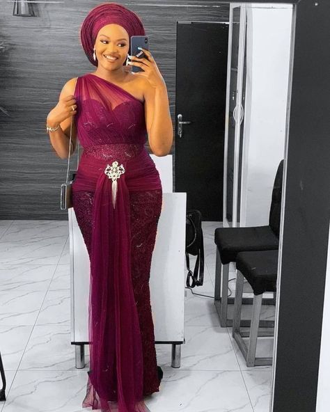 AsoEbiBella.com presents – Aso Ebi Styles We Love -Vol. 360 | BellaNaija Sugar Lace Styles, Sugar Lace Dress Styles, Long Pencil Dress, Nigerian Lace Dress, Aso Ebi Lace Styles, Sugar Lace, Nigerian Lace Styles, African Lace Styles, Lace Gown Styles