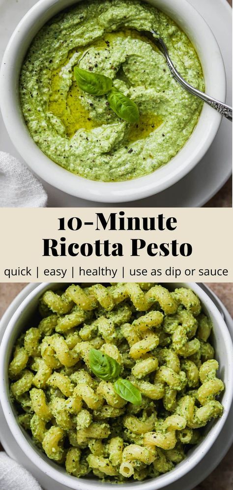 Avocado Ricotta Pasta, Pesto With Ricotta, Ricotta Pesto Dip, Arugula Pesto Pasta, Ricotta Basil Pasta, Ricotta And Pesto Recipes, Pesto And Ricotta Pasta, Italian Protein Recipes, Pesto Ricotta Pasta