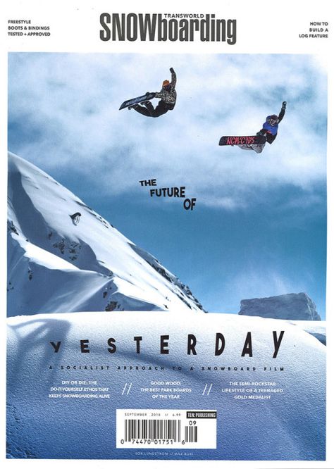 Transworld Snowboarding September 2018 Snowboard Vintage Poster, Snowboard Magazine Cover, Vintage Snowboarding Poster, Ski Magazine Cover, Snowboarding Graphic Design, Patagonia Magazine Cover, Patagonia Magazine, Snowboard Graphics, Snowboarding Wallpaper