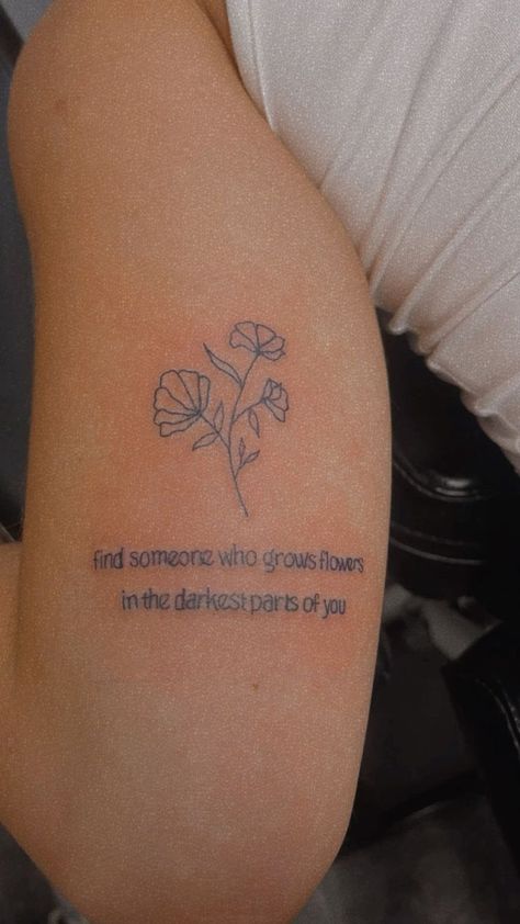 Find someone who grows flowers in the darkest part of you #zackbryan #tattoo #tattoosforwomen #westerntattooideas #armtattoo #tattooidea #tattooinspiration #tattooideasfemale #tattoolife #flowertattoodesignYour The Sun To Me Tattoo Zach Bryan, Aesthetic Tattoos With Meaning, Tattoos For Sensitive Souls, Jessie Murph Tattoo Ideas, Sun To Me Tattoos Zach Bryan, Zach Bryan Sun To Me Tattoo, Matching Zach Bryan Tattoos, Give Yourself A Reason Tattoo, Flower Tattoo With Quote Think I’ll Miss You Forever Tattoo, The Neighborhood Tattoo Lyrics, Tattoos For Sensitive Souls, And Here You Are Despite It All Tattoo, Zach Bryan Tattoo Ideas Sun To Me, Quote And Flower Tattoo, Secret Lovers Tattoo Ideas, Lyrics Tattoos For Women, Jessie Murph Tattoo Ideas