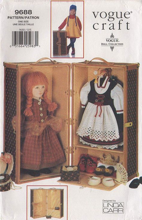 AmazonSmile: Vogue 9688 or 613 Sewing Pattern for 18" Doll Trunk Not Finished Product: Linda Carr: Arts, Crafts & Sewing Diy Doll Trunk, Doll Trunk, Make Doll, Doll Storage, Collection Storage, Box Hat, Travel Trunk, Crafts Sewing Patterns, Storage Trunk