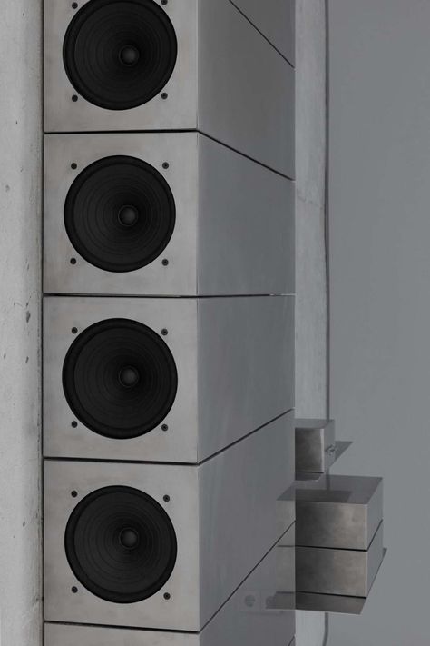 Audio Cabinet, Sound Room, Minimal Architecture, Brutalist Design, Speaker Systems, Sound Systems, Listening Room, Workshop Design, Audio Room