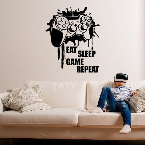 Gamer Boy Room Ideas, Convo Picture, Gamer Boy Room, Boys Gamer Room, Wall Decor Game Room, Room Decor For Boys, Room Decor Gaming, Boys Teenage, Eat Sleep Game Repeat