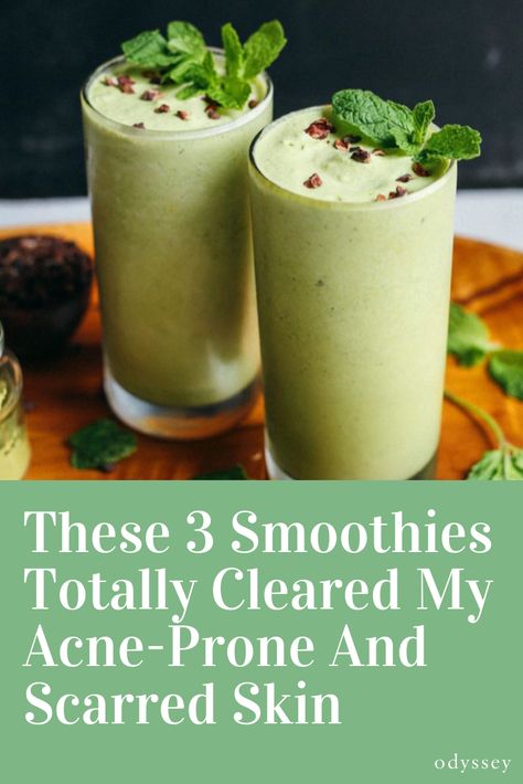 Smoothies For Acne Clear Skin, Meals For Acne Prone Skin, Smoothie For Skin Acne, Anti Acne Smoothie, Skin Clearing Smoothies, Acne Clearing Smoothie, Smoothies That Help With Acne, Juicing For Acne, Clear Skin Smoothie Recipes