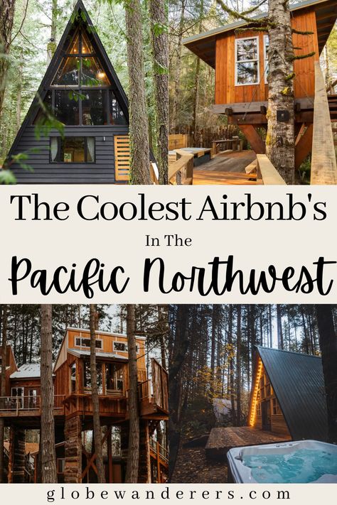 Airbnb Oregon, Aframe Cabins, Pacific Northwest Style, Pacific Northwest Travel, Outdoor Bathtub, Rockaway Beach, Oregon Washington, Travel Spots, Beautiful Forest