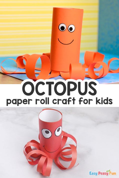 Toilet Paper Roll Octopus Craft - Easy Peasy and Fun Toilet Paper Roll Sea Creatures, Toilet Paper Roll Fish, Octopus Craft, Toilet Paper Roll Octopus, Toilet Paper Roll Sea Animals, Toilet Paper Roll Crafts Under The Sea, Toilet Roll Sea Creature, Toilet Paper Roll Mermaid Craft, Monster Toilet Paper Roll Craft