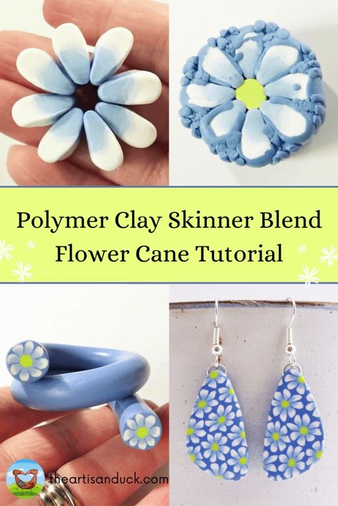 Clay Flower Cane, Girls Crafts, Easy Polymer Clay, Polymer Clay Cane Tutorial, Polymer Flowers, Clay Cane, Polymer Clay Flower Jewelry, Polymer Inspiration, Polymer Clay Jewelry Tutorials