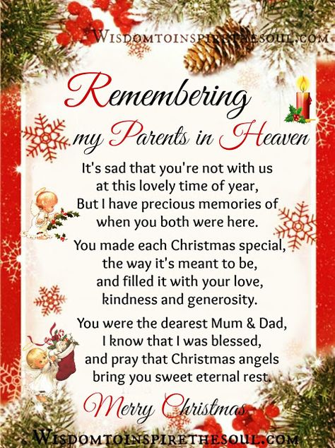 Daveswordsofwisdom.com: Remembering my Parents in Heaven. My Parents In Heaven, Parents In Heaven, Merry Christmas In Heaven, Mom In Heaven Quotes, Heaven Poems, Christmas Poem, I Miss My Mom, Remembering Mom, Miss Mom