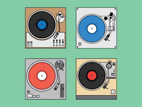 Turntable Illustration, Dj Illustration, Vinyl Illustration, Beppu, Vintage Music Posters, Spooky Stickers, Vinyl Record Art, Music Illustration, Isometric Illustration