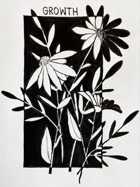 Figure Ground Art, White Ink Art Black Paper, Linocut Flowers Pattern, Floral Linocut, Lino Prints Flowers, Flowers Linocut, Flower Linoleum Print, Lino Print Flowers Design, Linocut Flowers