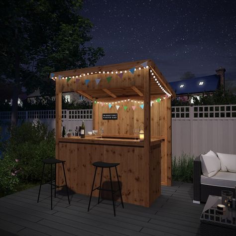 Decorate With Lights, Outside Bars, Coffee Bars In Kitchen, Backyard Bar, Wooden Counter, Home Coffee Bar, Counter Design, Serving Drinks, Garden In The Woods