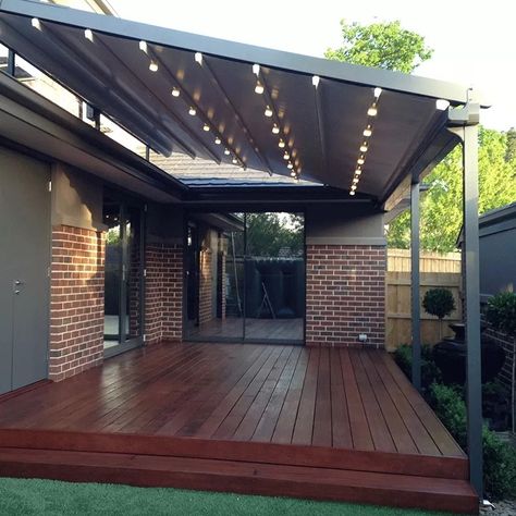 PVC Pergola Modern Retractable Shade Awning Aluminum Automatic Shade Awnings Awnings For Decks, Diy Patio Cover, Retractable Shade, Roofing Options, Porch Remodel, Pergola Swing, Retractable Roof, Pergola Lighting, Pergola Design