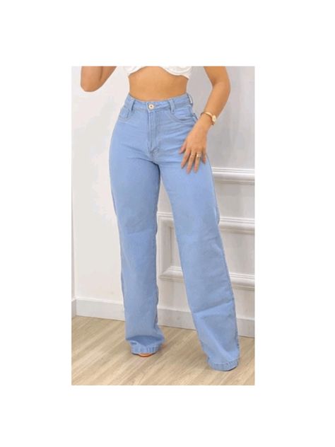 JEANS CLARO COM DOIS BOLSOS,SEM ELASTANO, OTIMO CAIMENTOWID LEG CLARA LISA Azul    Jeans Simples Perna flare / alargada Não elástico Todos Women Clothing, size features are:Bust: ,Length: ,Sleeve Length: Jeans Claro, Wide Leg Jeans, Leg Jeans, Women Clothing, Wide Leg, Women Jeans, Collar