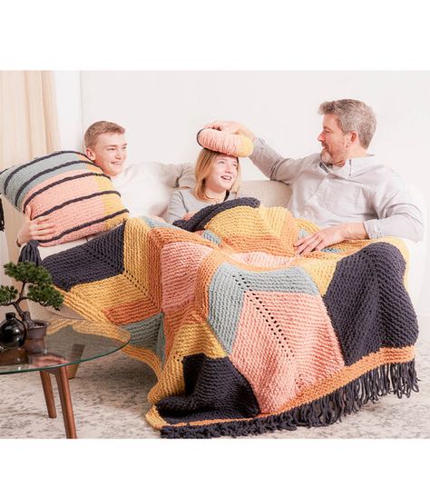 Puzzle Blanket, Art Knit, Bernat Blanket, Viking Sewing, Knit Pillow, Get Directions, Joanns Fabric And Crafts, Blanket Pattern, Step By Step Instructions