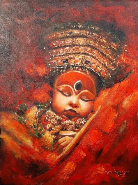 Kumari Goddess Painting, Kumari Goddess, Animated Reference, Newari Culture, Newari Art, Nepali Art, Human Painting, Nepal Art, Canvas Art Painting Abstract