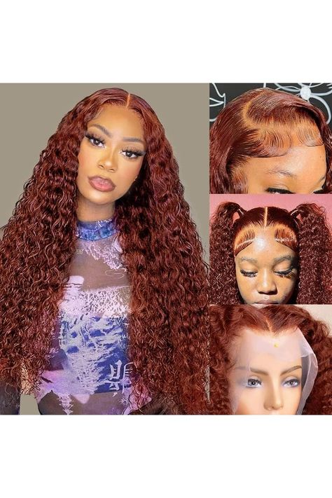 EAGERA Reddish Brown Lace Front Wigs Human Hair 13x4 Reddish Brown Deep Wave Lace Front Wigs Human Hair for Women Reddish brown Curly Human Hair Wigs Pre Plucked With Baby Hair 150% Density 22inch Brown Lace Front, Curly Lace Frontal, Full Lace Frontal, Human Lace Wigs, Human Hair Clip Ins, Lace Front Wigs Human Hair, Remy Human Hair Wigs, Wave Wig, Deep Wave Hairstyles