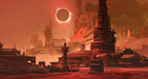 ArtStation - City of Damned Desert City, Dark City, Scene Art, Fantasy City, Personal Project, Sci Fi Fantasy, City Art, Dark Fantasy Art, Fantasy World