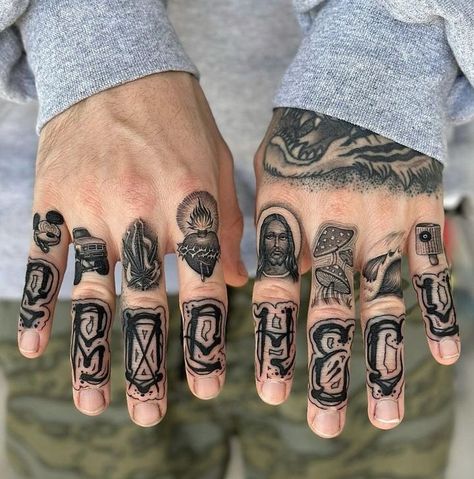 Large Finger Tattoos, Mens Knuckle Tattoos, Male Finger Tattoos, Full Finger Tattoo, Men’s Finger Tattoos, Knuckle Tattoos For Guys, Finger Tattoos Men, Cool Small Tattoos For Men, Full Hand Tattoos