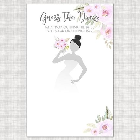 “Guess the Dress” is a game where shower guests get to draw what dress and accessories they think their fabulous bride will be wearing on her wedding day. #weddingdress #wedding #hen #henparty #henpartyideas #henpartyweekend #henpartyfun #henpartyplanning #henpartyinspiration #henpartyfavours #bestfriends #bestweekendever #bestdressed #girls #girlsnight  #girlsnightout #girlsneedlove #bigday #bigdayout Bridal Shower Games Free Printables, Guess The Dress, Bride Game, Hen Party Favours, Bride Shower, Printable Bridal Shower Games, Bridal Shower Game, Wedding Aesthetic, Guess Dress