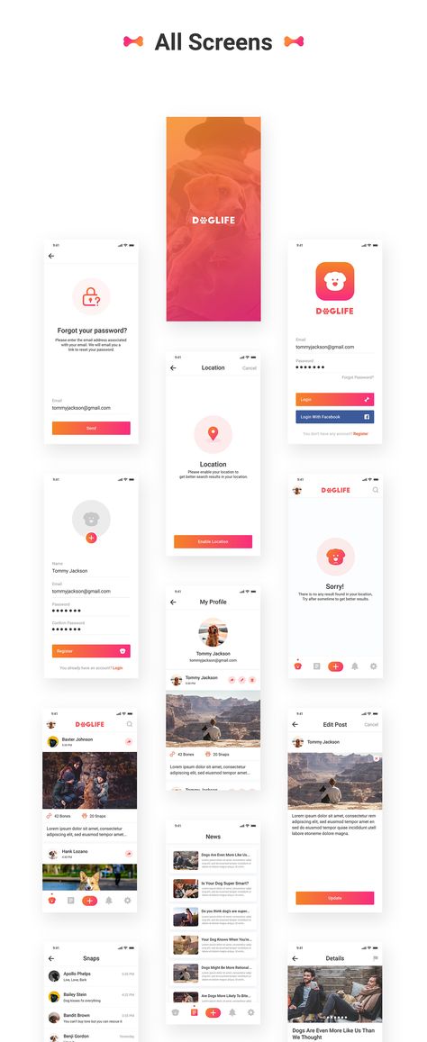 Doglife Ui-Kit Free for Adobe XD on Behance Get Started Ui Design, Xd Prototype, Adobe Xd Design, Interface App, Social App Design, Ui Design Mobile, App Design Layout, Android App Design, Mobile Ui Patterns