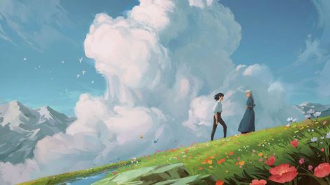 Howl’s Moving Castle قلعة هاول المتحركة, Howls Moving Castle Wallpaper, Art Studio Ghibli, 하울의 움직이는 성, Wallpaper Seni, Chill Music, Studio Ghibli Background, 2560x1440 Wallpaper, Howl And Sophie