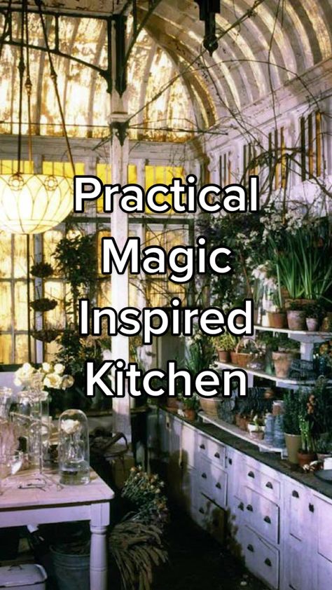 (10)Add Conservatory to my house wish list #practicalmagic #halloweendecor #thrift #thrifted #thrifting #thriftwithme #thriftstorequeen #witchy Witchy Kitchen Design, Witchy Farmhouse Aesthetic, Witchy Conservatory, Witchy Cottagecore Aesthetic Kitchen, Witchy Mom Aesthetic, Witchy Decor Ideas, Witch Aesthetic Kitchen, Practical Magic Decor Inspiration, Witchy House Interiors