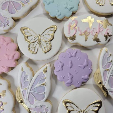 Butterfly Theme Bridal Shower Cookies, Adult Butterfly Party Theme, Butterfly Birthday Cookies, Butterfly Baby Shower Cookies, Butterfly Desserts, Confirmation Cookies, Butterfly Sugar Cookies, Butterfly Sweet 16, Butterfly Tea Party