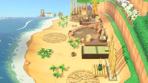 Japanese Spa, Animal Crossing 3ds, Beach Spa, Animal Crossing Guide, Happy Home Designer, Animal Crossing Wild World, Island Theme, Deco Nature, Animal Crossing Villagers