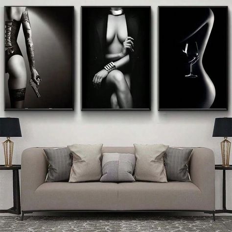 Canvas Painting Black And White, Black And White Model, Canvas Painting Black, Black And White Models, Painting Black And White, Modern Art Canvas Painting, Paint Bar, Silhouette Photography, Fashion Wall Art