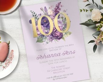 Pink Floral 100th Birthday Invitation, 100TH Birthday Invitation for Women, Floral 100th Birthday Party Invite Editable Printable Template - Etsy Canada 100th Birthday Party, Birthday Party Invite, 100th Birthday, Party Invite, Family History, Birthday Party Invitations, Template Printable, Pink Floral, Birthday Invitations