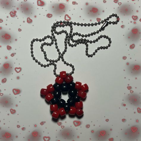 Red And Black Kandi, Kandi Star, Kandi Necklace, Band Bracelets, Kandi Ideas, Band Bracelet, Red Star, Just Giving, Red And Black