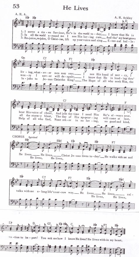 He Lives (Hymn) SATB Song Sheet Music, Gospel Song Lyrics, Hymn Lyrics, Old Hymns, Reading Sheet Music, Christian Hymns, Hymns Of Praise, Hymn Art, Hymn Sheet Music