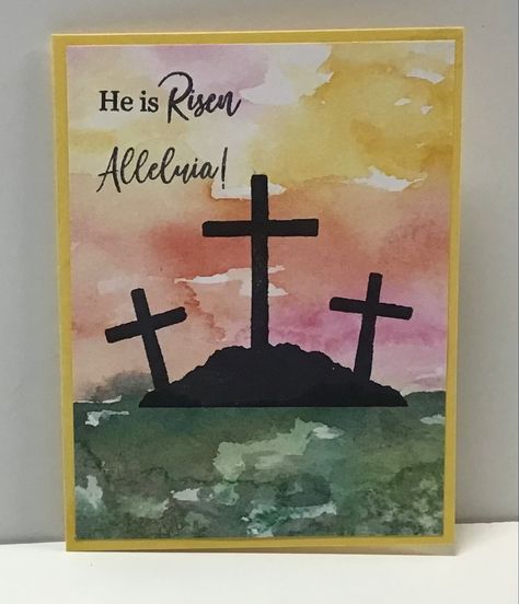 Easter Watercolor Ideas, Christian Easter Cards Handmade, Diy Spring Decorations, Resurrection Crafts, Water Colour Cards, Easter Verses, Easter Crosses, Diy Easter Cards, Homeschool Coop