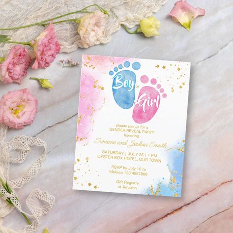 Pink Blue Gender Reveal, Sand Unity, Boy Or Girl Party, Gender Reveal Invite, Unique Gender Reveal, Blue Gender Reveal, Gender Reveal Invitations Template, Gender Reveal Party Ideas, Wedding Sand