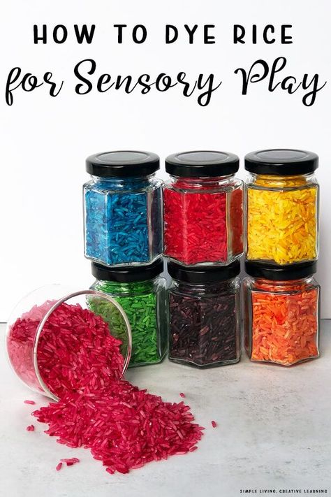 How To Dye Rice, Inhome Daycare, Dye Rice, At Home Preschool, Coloured Rice, Diy Sensory Toys, Sensory Rice, Sensory Play Toddlers, Home Preschool