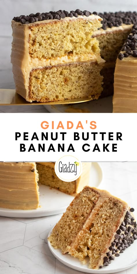 This is such a fun and festive cake, with the flavor of peanut butter throughout both the cake and the frosting – and a generous sprinkling of mini chocolate chips on top! The cream cheese peanut butter frosting is just perfection, too. For any banana or peanut butter lovers in your life, make them this peanut butter banana cake for their birthday! Banana Cake Peanut Butter Frosting, Healthy Peanut Butter Cake, Banana Cake With Peanut Butter Frosting, Cream Cheese Peanut Butter Frosting, Banana Peanut Butter Cake, Cream Cheese Peanut Butter, Oreo Milkshake, Sports Nutritionist, Peanut Butter Cake