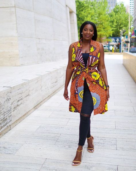 .....Ankara Trending Styles #2019 Ankara Jacket Styles, Sleeveless Jackets For Women, Fashion Poncho, African Clothing Stores, Latest Ankara Styles 2019, Ankara Kimono, Ankara Jackets, Sleeveless Kimono, Trendy Ankara Styles