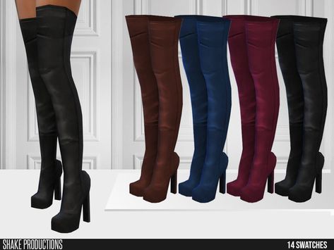 Sims 4 — ShakeProductions 607 - High Heel Boots by ShakeProductions — #featuredartist The Sims 4 Pack, Mods Sims 4, High Heels Outfit, Pelo Sims, Sims 4 Cc Shoes, Sims 4 Body Mods, Sims 4 Cc Folder, Sims 4 Teen, Sims 4 Dresses