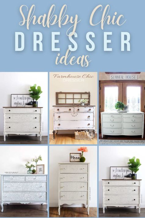 Shabby Chic Dresser Ideas Bedroom Dresser Ideas, Painted French Provincial Dresser, Best Paint For Wood, Best Paint Sprayer, Chalk Paint Dresser, Chic Dresser, Dresser Ideas, Feminine Bedroom, Shabby Chic Dresser