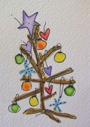 Christmas Cards Handmade Watercolor, Christmas Tree Watercolor, Watercolor Christmas Cards Diy, Painted Christmas Cards, Tree Watercolor, Simple Christmas Cards, Christmas Card Art, Homemade Christmas Cards, Watercolor Christmas Cards