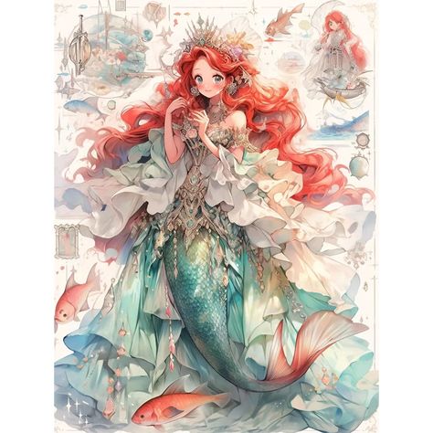 (Big Size)Beach Shells-11CT Stamped Cross Stitch 50*65cm Anime Mermaid Art, Mermaid Anime, Cross Stitch Projects, Anime Mermaid, Stamped Cross Stitch, Disney Princess Artwork, Images Disney, Disney Princess Images, 카드 디자인