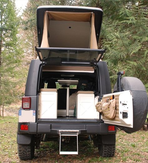 Jeep Wrangler becomes the ultimate pop-up adventure camper with new JXL conversion Wrangler Overland, Wrangler Camper, Wrangler Camping, Jeep Wrangler Camper, Vw California Camper, Jeep Wrangler Camping, Mini Rv, Jeep Tops, Jeep Adventure