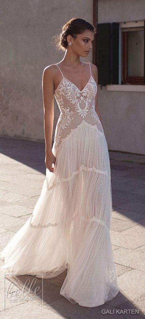 Gali Karten, Marriage Gown, Bridal Gowns Vintage, Beach Bridal Gown, Exquisite Gowns, Wedding Dresses 2018, Dress Idea, Bohemian Wedding Dress, Bohemian Wedding Dresses